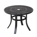 24" Black Rounded Metal Outdoor Bistro Table with Umbrella Hole  Warm Home View