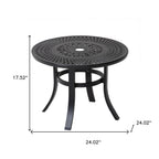 24" Black Rounded Metal Outdoor Bistro Table with Umbrella Hole  Warm Home View