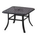 24" Black Square Metal Outdoor Bistro Table with Umbrella Hole  Warm Home View