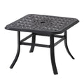 24" Black Square Metal Outdoor Bistro Table with Umbrella Hole  Warm Home View
