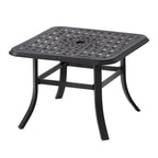 24" Black Square Metal Outdoor Bistro Table with Umbrella Hole  Warm Home View