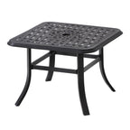 24" Black Square Metal Outdoor Bistro Table with Umbrella Hole  Warm Home View