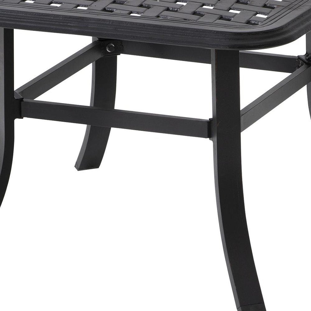 24" Black Square Metal Outdoor Bistro Table with Umbrella Hole  Warm Home View