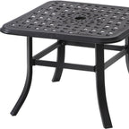 24" Black Square Metal Outdoor Bistro Table with Umbrella Hole  Warm Home View
