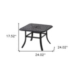 24" Black Square Metal Outdoor Bistro Table with Umbrella Hole  Warm Home View