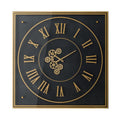 35" Black And Gold Glass And Metal Exposed Gear Square Wall Clock  Warm Home View