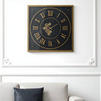 35" Black And Gold Glass And Metal Exposed Gear Square Wall Clock  Warm Home View