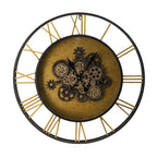 28" Circle Copper Metal and Glass Analog Exposed Gear Wall Clock  Warm Home View