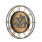 28" Circle Copper Metal and Glass Analog Exposed Gear Wall Clock  Warm Home View