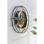 28" Circle Copper Metal and Glass Analog Exposed Gear Wall Clock  Warm Home View