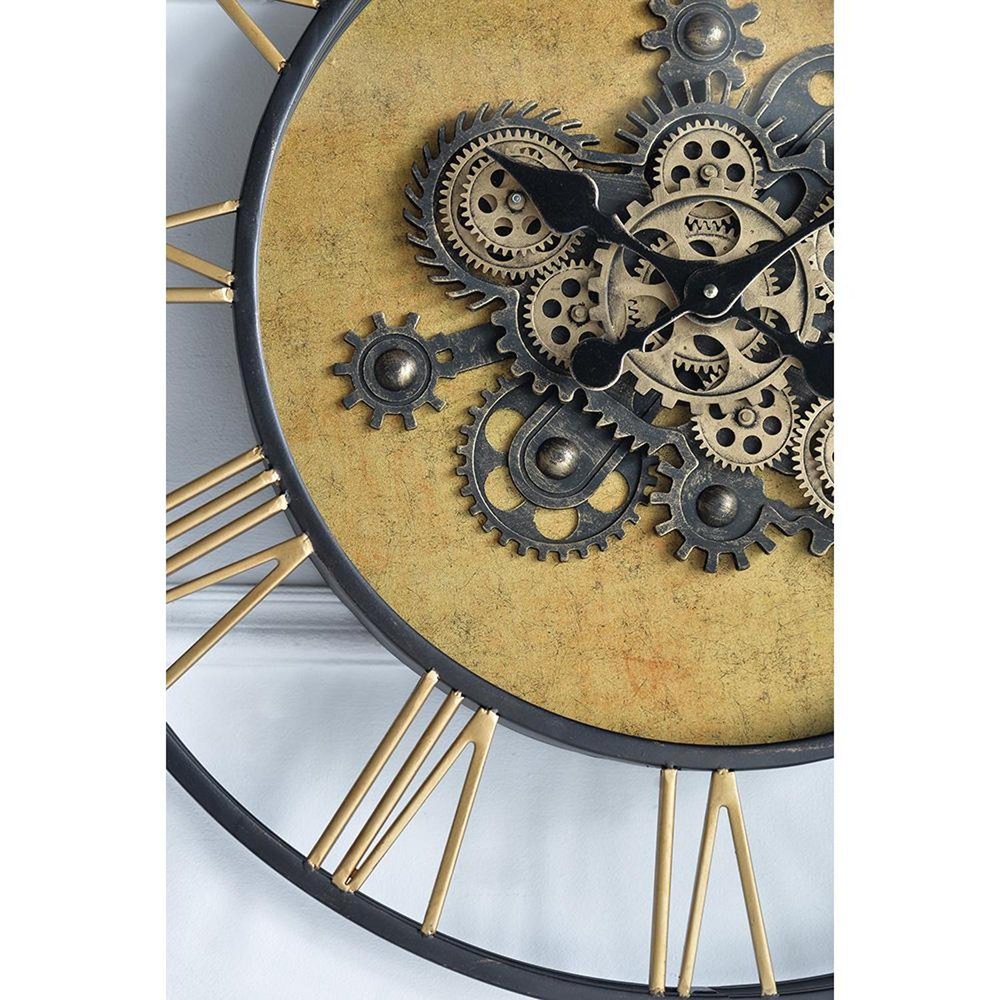 28" Circle Copper Metal and Glass Analog Exposed Gear Wall Clock  Warm Home View