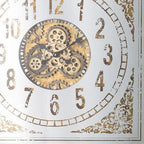 32" Square Gold and Silver Wood and Mirror Analog Exposed Gear Wall Clock  Warm Home View