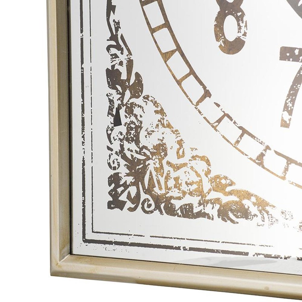 32" Square Gold and Silver Wood and Mirror Analog Exposed Gear Wall Clock  Warm Home View