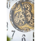 32" Square Gold and Silver Wood and Mirror Analog Exposed Gear Wall Clock  Warm Home View