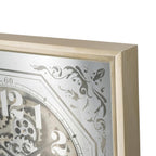 24" Square Gold and Silver Wood and Mirror Exposed Gear Wall Clock  Warm Home View