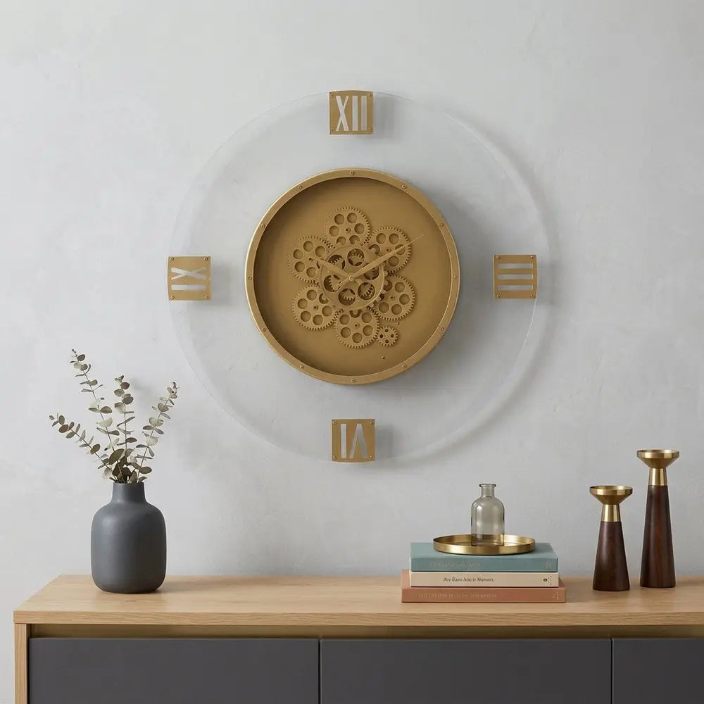 24" Circle Gold Acrylic Analog Wall Clock  Warm Home View