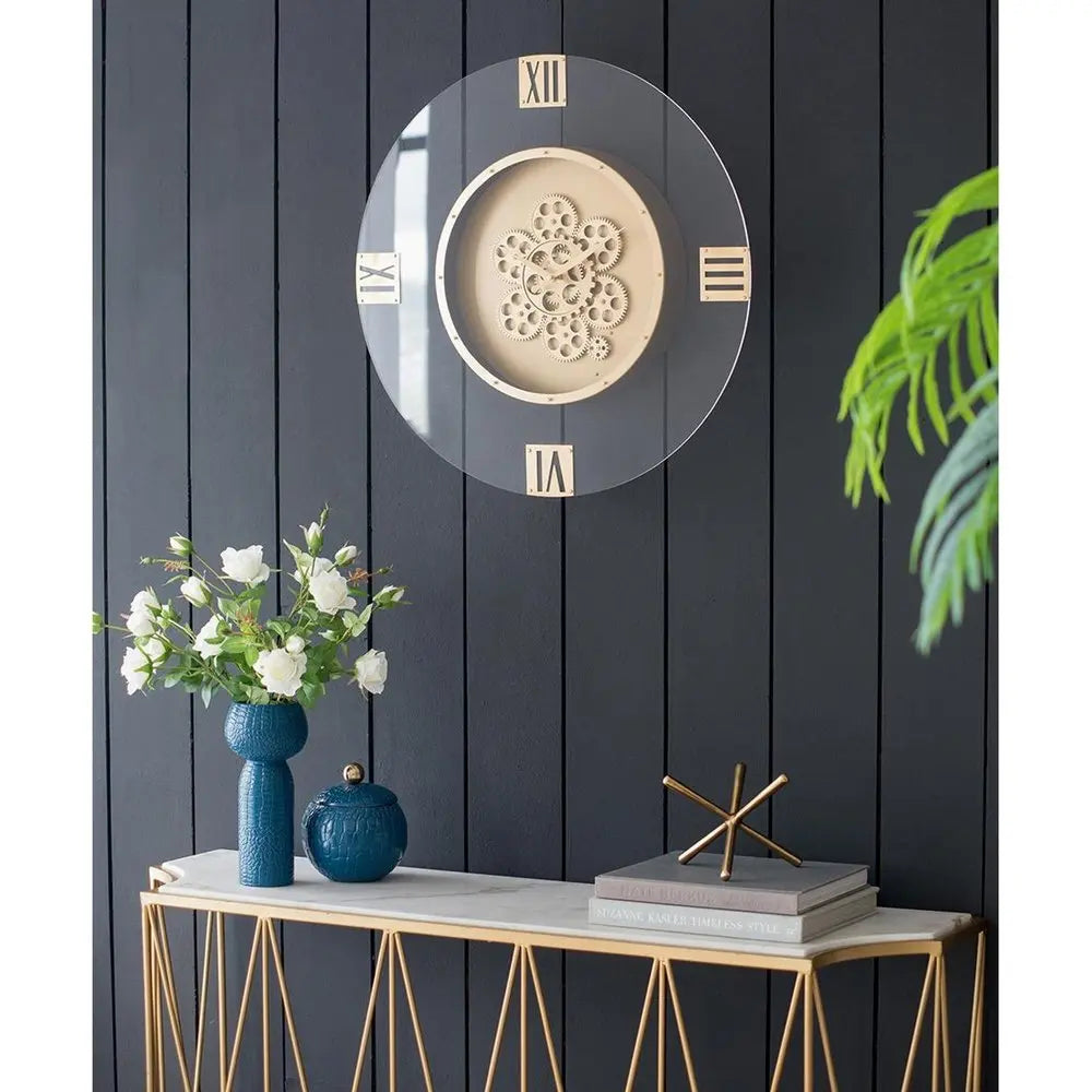 24" Circle Gold Acrylic Analog Wall Clock  Warm Home View