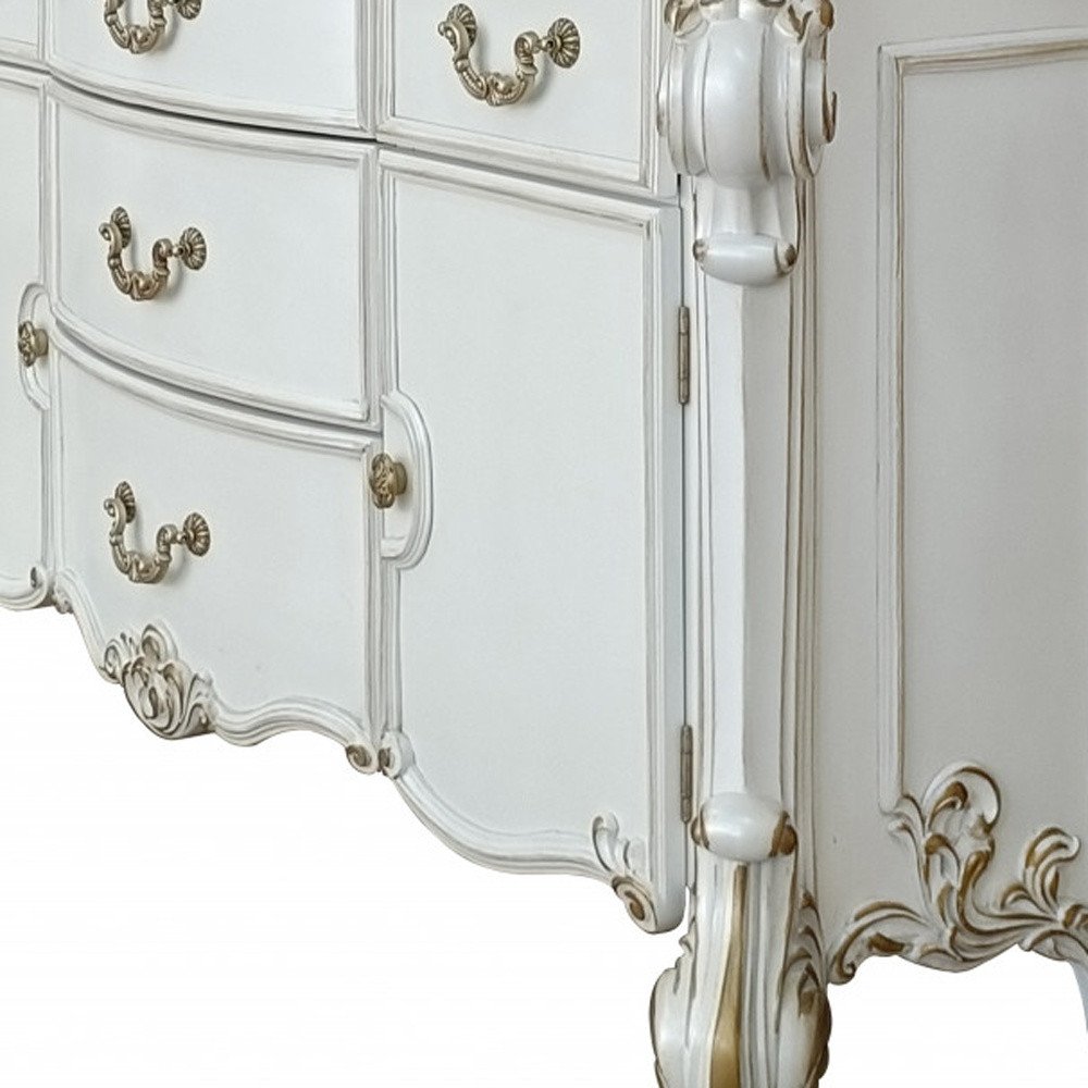 71" Pearl Solid and Manufactured Wood Five Drawer Triple Dresser  Warm Home View