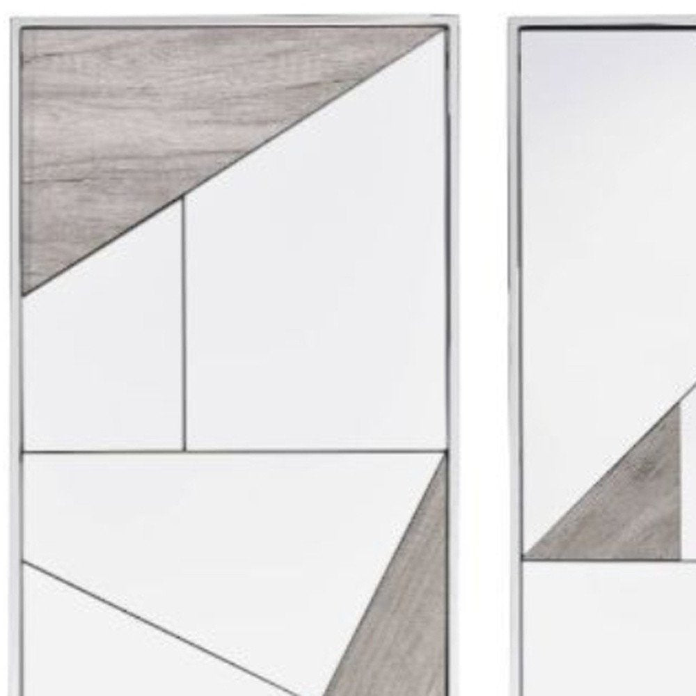 Set of Two Natural Metal Framed Accent Mirror  Warm Home View
