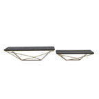 Set Of Two Black And Gold Wood And Metal Modern Wall Mounted Accent Shelves  Warm Home View