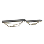 Set Of Two Black And Gold Wood And Metal Modern Wall Mounted Accent Shelves  Warm Home View