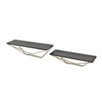 Set Of Two Black And Gold Wood And Metal Modern Wall Mounted Accent Shelves  Warm Home View