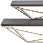 Set Of Two Black And Gold Wood And Metal Modern Wall Mounted Accent Shelves  Warm Home View