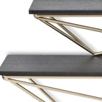 Set Of Two Black And Gold Wood And Metal Modern Wall Mounted Accent Shelves  Warm Home View