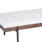 72" Ivory Brown And Black Tufted Cotton Wood And Metal Cushioned Bench With Pillow  Warm Home View