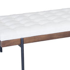 72" Ivory Brown And Black Tufted Cotton Wood And Metal Cushioned Bench With Pillow  Warm Home View