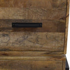 31" Brown And Black Distressed Solid Wood And Iron Two Drawer Filing Cabinet  Warm Home View
