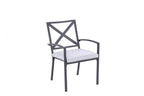 Dark Gray Aluminum Outdoor Stacking Dining Chairs with Light Gray Cushions - Set of 2  Warm Home View