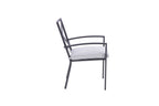 Set of Two Dark Gray Aluminum Outdoor Stacking Dining Chairs with Light Gray Cushion  Warm Home View