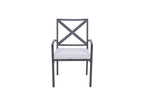 Dark Gray Aluminum Outdoor Stacking Dining Chairs with Light Gray Cushions - Set of 2  Warm Home View