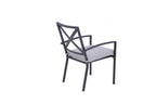 Set of Two Dark Gray Aluminum Outdoor Stacking Dining Chairs with Light Gray Cushion  Warm Home View