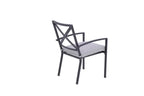 Dark Gray Aluminum Outdoor Stacking Dining Chairs with Light Gray Cushions - Set of 2  Warm Home View
