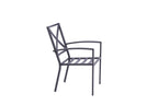 Set of Two Dark Gray Aluminum Outdoor Stacking Dining Chairs with Light Gray Cushion  Warm Home View