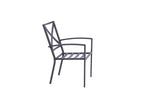 Dark Gray Aluminum Outdoor Stacking Dining Chairs with Light Gray Cushions - Set of 2  Warm Home View