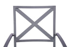 Set of Two Dark Gray Aluminum Outdoor Stacking Dining Chairs with Light Gray Cushion  Warm Home View