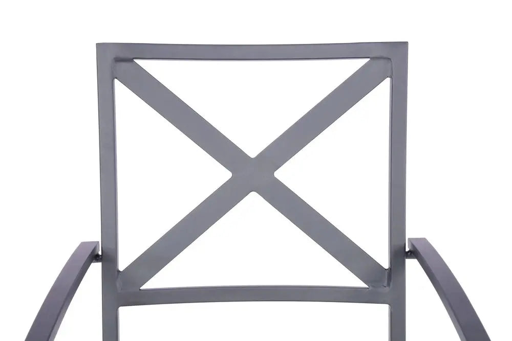 Dark Gray Aluminum Outdoor Stacking Dining Chairs with Light Gray Cushions - Set of 2  Warm Home View