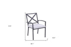 Dark Gray Aluminum Outdoor Stacking Dining Chairs with Light Gray Cushions - Set of 2  Warm Home View