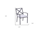 Set of Two Dark Gray Aluminum Outdoor Stacking Dining Chairs with Light Gray Cushion  Warm Home View