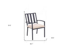 Set of Two Dark Gray Aluminum Outdoor Stacking Dining Chairs with Beige Cushion  Warm Home View