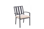 Dark Gray Aluminum Outdoor Stacking Dining Chairs with Beige Cushions - Set of 2  Warm Home View