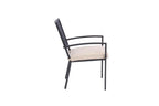 Dark Gray Aluminum Outdoor Stacking Dining Chairs with Beige Cushions - Set of 2  Warm Home View