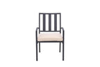 Dark Gray Aluminum Outdoor Stacking Dining Chairs with Beige Cushions - Set of 2  Warm Home View