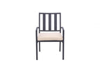Set of Two Dark Gray Aluminum Outdoor Stacking Dining Chairs with Beige Cushion  Warm Home View