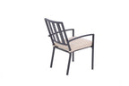 Set of Two Dark Gray Aluminum Outdoor Stacking Dining Chairs with Beige Cushion  Warm Home View