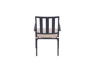 Set of Two Dark Gray Aluminum Outdoor Stacking Dining Chairs with Beige Cushion  Warm Home View