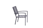 Set of Two Dark Gray Aluminum Outdoor Stacking Dining Chairs with Beige Cushion  Warm Home View